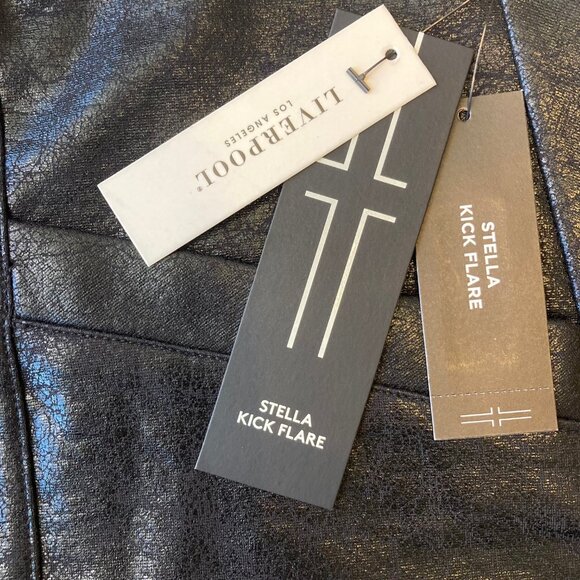 Liverpool Stella Kick Flare Welt Pocket Pants Women's 20W Black Crackle NWT - Picture 4 of 11